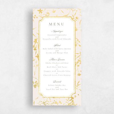Beige Bordered Wedding Menu - Vasara Foil