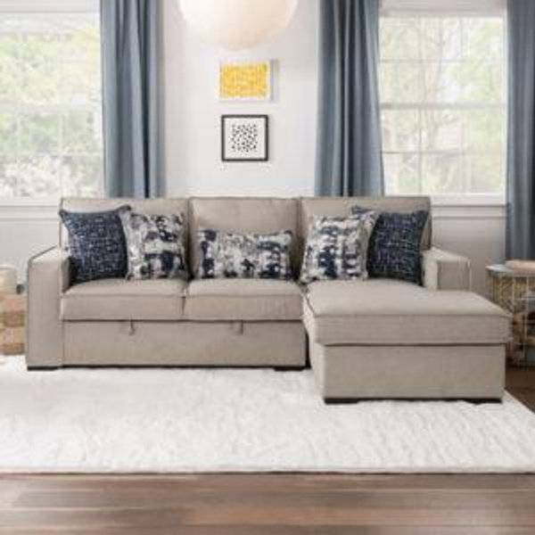 Playmax Gray 94'' 2 Piece Right Arm Facing Storage Chaise Sectional with USB & USB-C Port | Bob's Discount Furniture