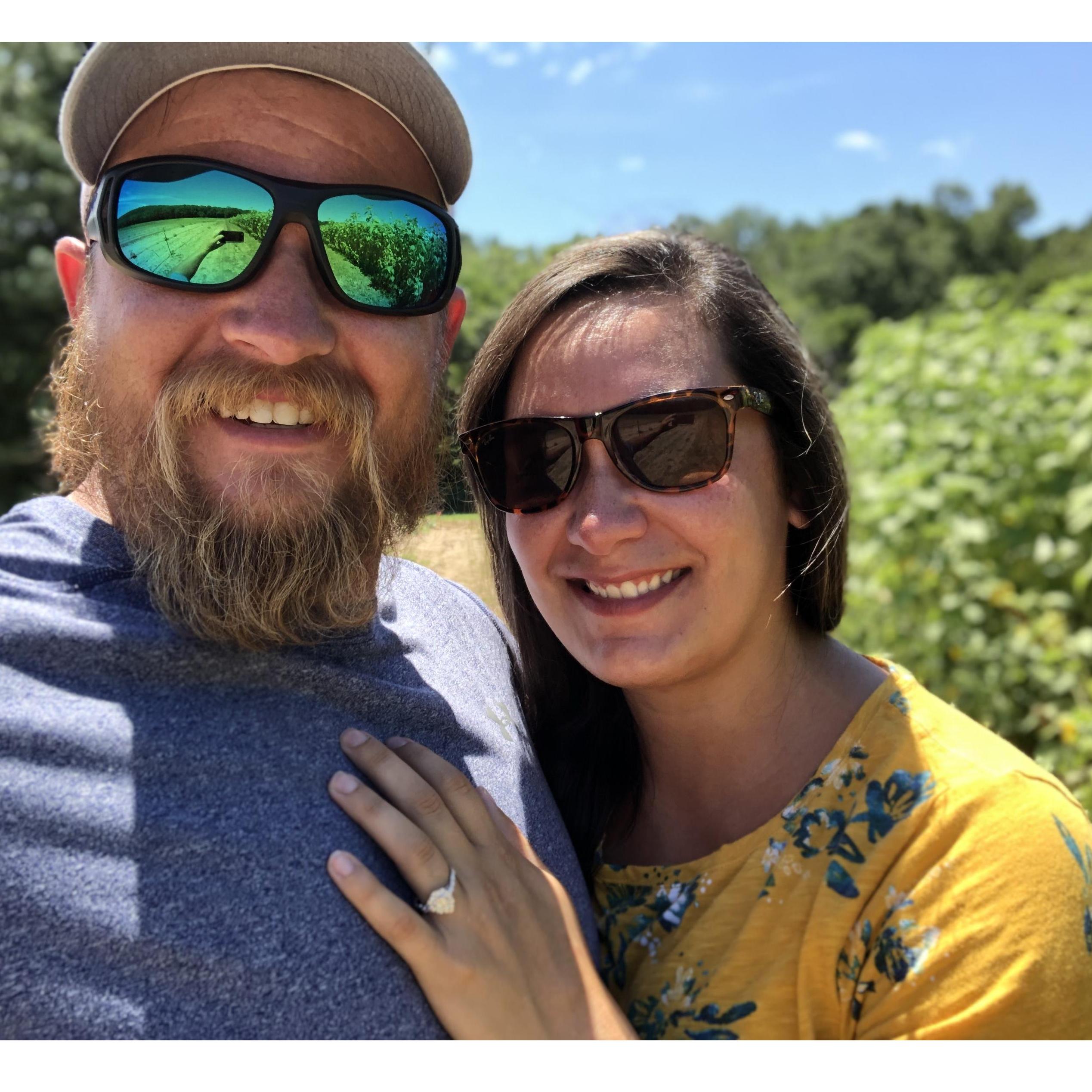 Right outside of the sunflower maze, where he asked me to marry him.