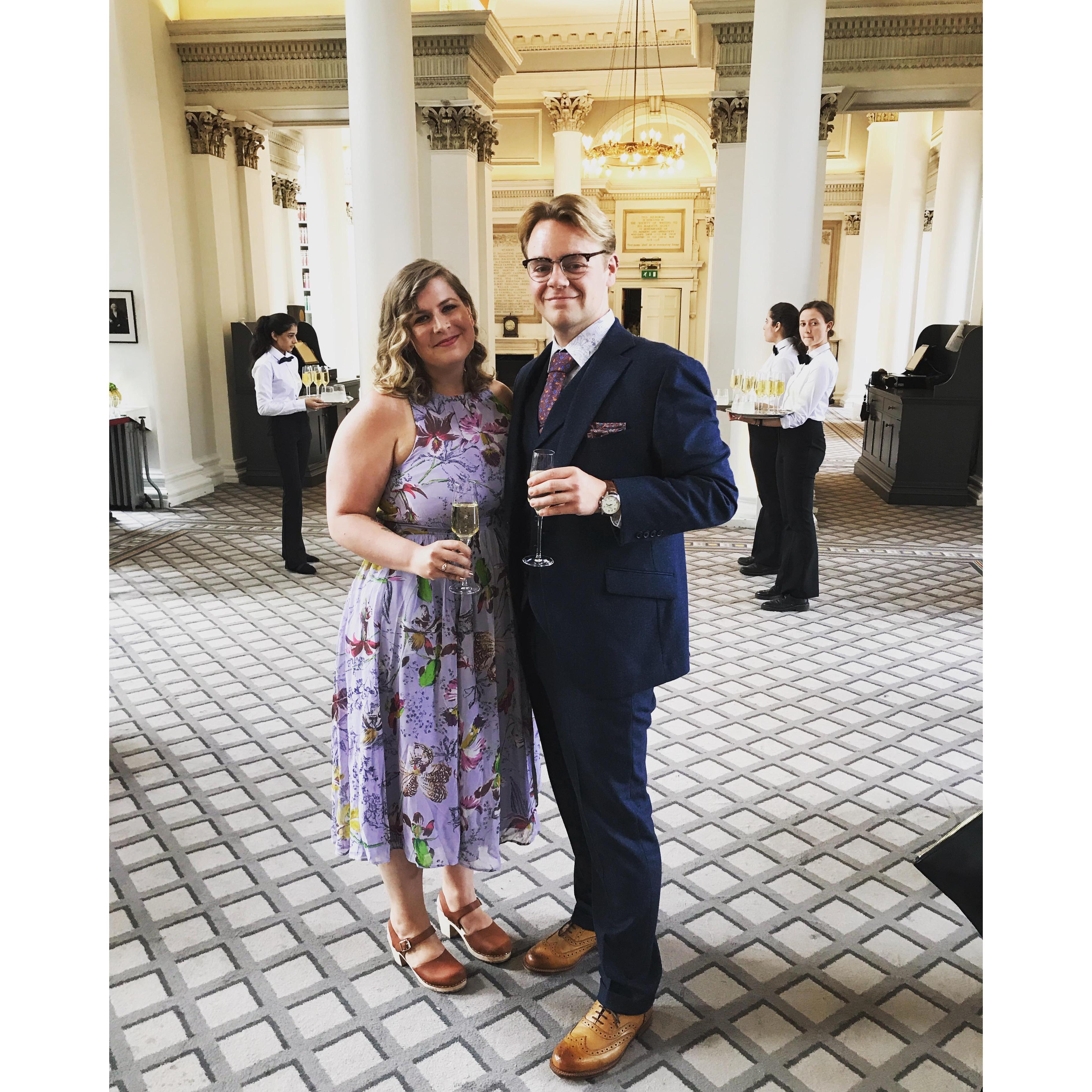 At our friends' wedding, July 2019.