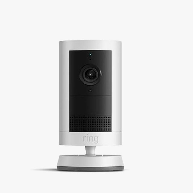 Ring Outdoor Cam Plus, Battery (newest model), Home or business security, Wide-Angle 2K Video with Ring Vision, Low-Light Sight for full-color night vision, Mount-Anywhere Versatility, White
