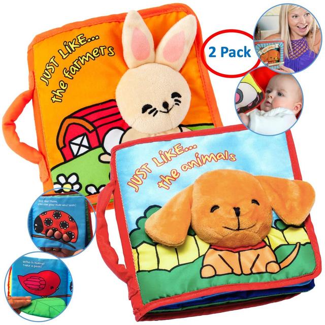 Premium Soft Baby Book First Year, with Crinkly Sounds, Touch and Feel Activity (2 Pack)