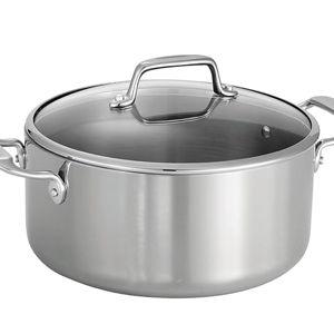 Tramontina Tri-Ply Clad Stainless Steel 5-Quart Dutch Oven Pot with Glass Lid, Induction-Ready, Dishwasher-Safe, NSF-Certified, Made in Brazil