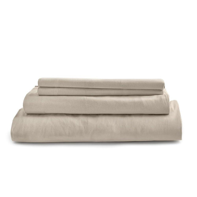 Modern Threads 4-Piece 100% Cotton Flannel Sheet Set – Soft and Durable for Every Season, Tan Queen