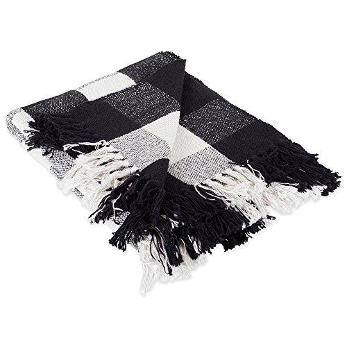 DII 100% Cotton Buffalo Check Throw for Indoor/Outdoor Use Camping Bbq's Beaches Everyday Blanket, 50 x 60, Black and White