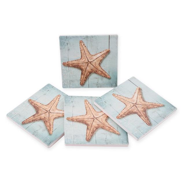 Thirstystone® Dolomite Starfish Square Coasters (Set of 4)