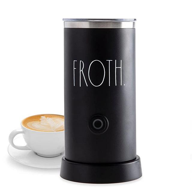 Rae Dunn Electric Milk Frother Steamer -Stylish Automatic Milk Steamer and Frother, Milk Warmer, Hot and Cold Foam Maker for Coffee, Latte, Cappuccino, Macchiato - 550 Watt (Black)