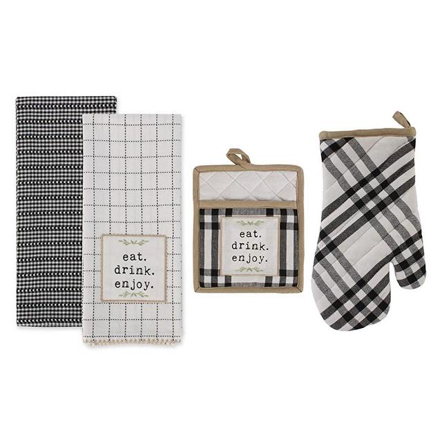 DII Home Sweet Farmhouse Kitchen Textiles Collection Stylish and Functional for Everyday Use, Set, 4 Piece