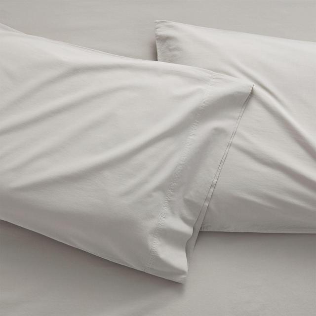 Washed Organic Cotton Grey Standard Pillowcases, Set of 2