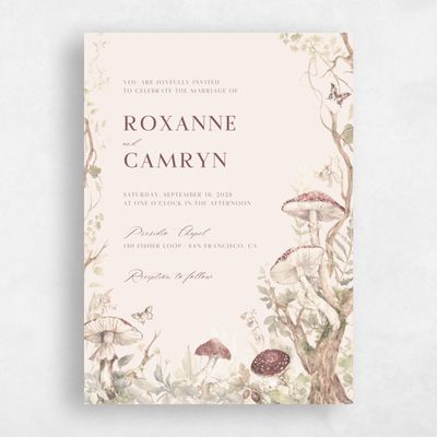 Linen, Beige Wedding Invitation - Eden Portrait