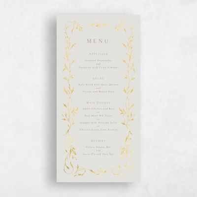 Sage Mist, Grey Wedding Menu - Clarissa Foil