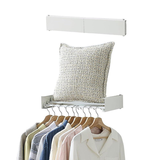 RFOUO Clothes Drying Rack, Laundry Hanger Dryer Rack, Wall Mounted Drying Rack for Laundry, Foldable Drying Rack Indoor Outdoor, 19.7" Wide, 4 Aluminum Rods, 40 lb Capacity (White 19.7")
