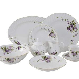 Ciera 45-Piece Lucinda Dinner Set with Gold Trim; Vintage Floral