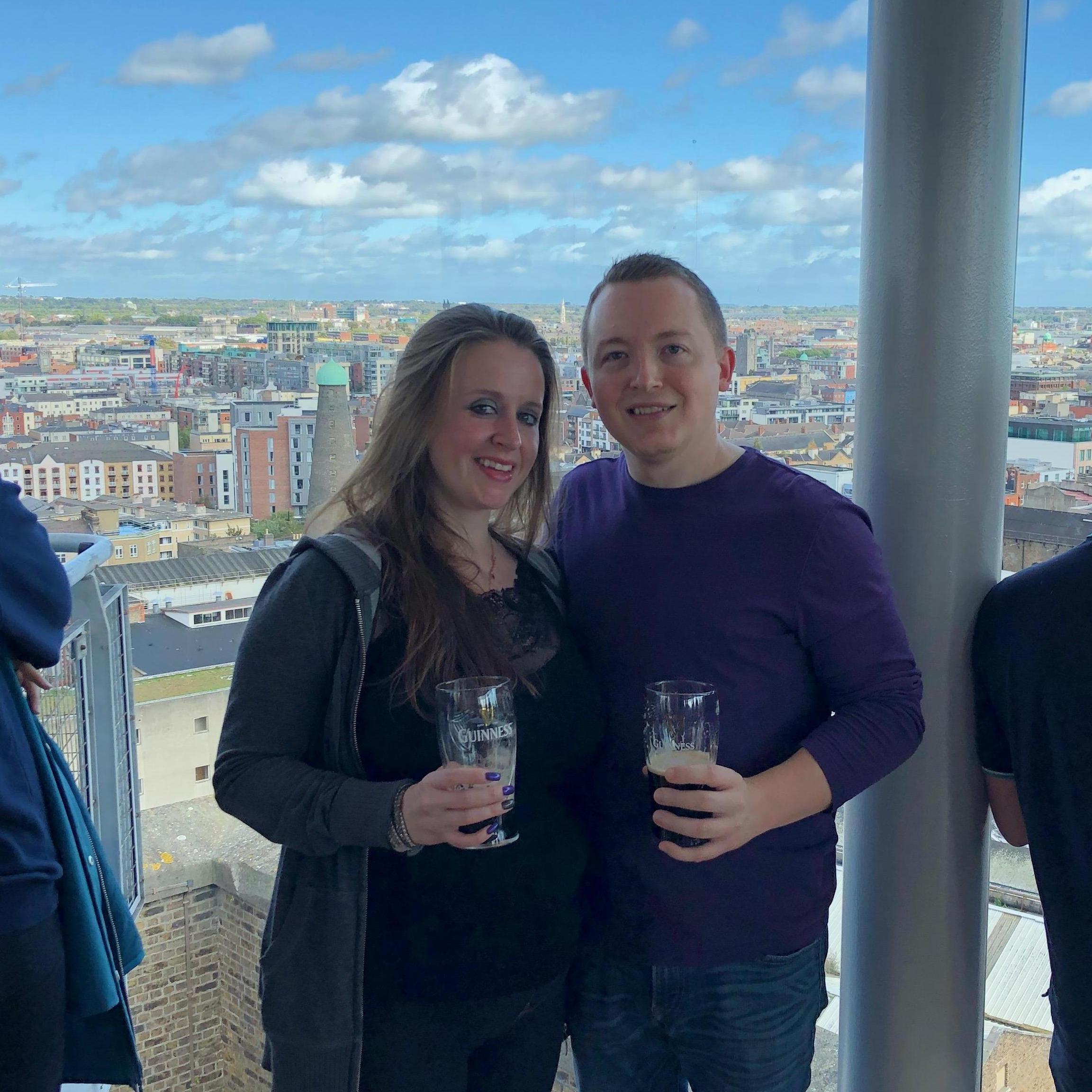Enjoying Guinness and the views of Dublin the day before Dan proposed.