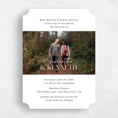 White Ticket Wedding Invitation - Sidney Classic