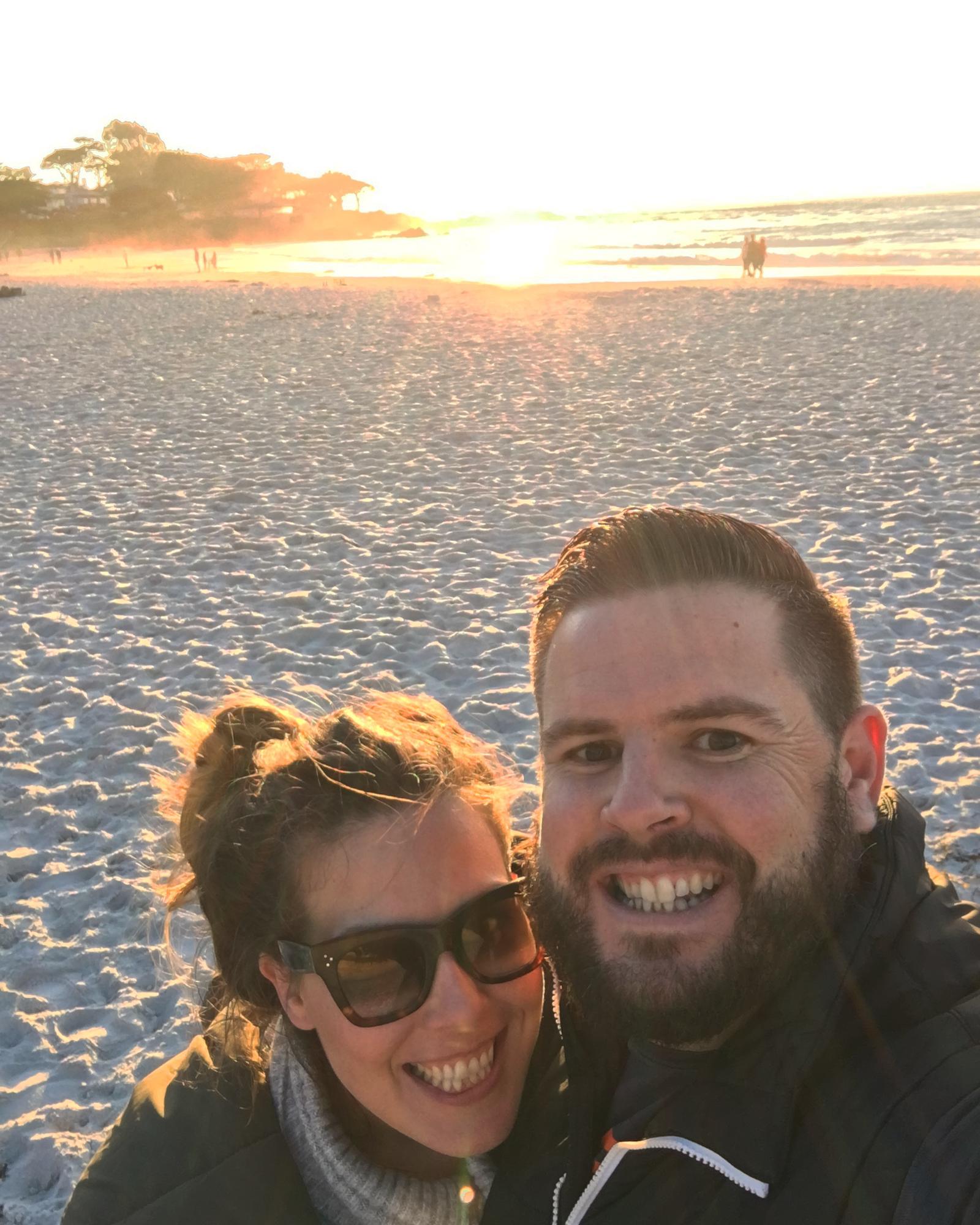 One of our first (and favorite!) selfies at Carmel Beach