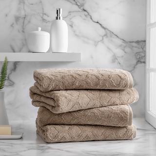 Athena Sculpted Scroll Bath Towel, Set of 4
