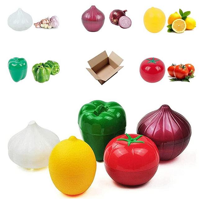 Onion Storage, Fruit Container Refrigerator, Vegetable Storage, Onion, Lemon, Green Pepper, Tomato, Garlic Storage Container, Refrigerator Preservation 5-Piece Set