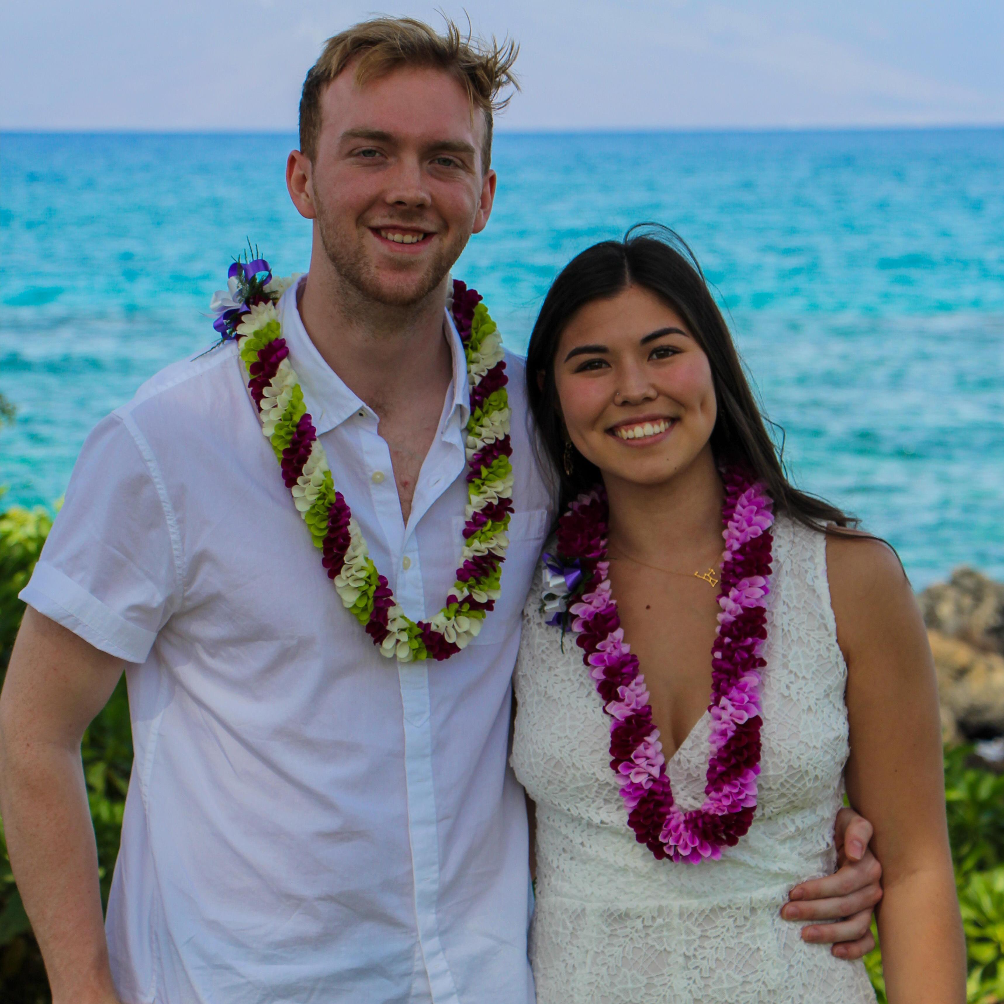 Us in Maui at Marin's parents' vow renewal.