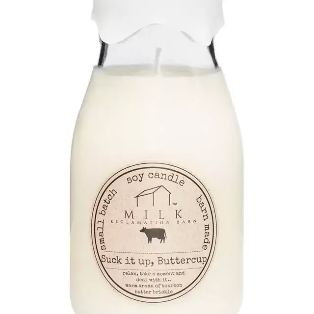Milk Reclamation Barn Suck it Up Buttercup Milk Bottle Candle, 13 oz.
