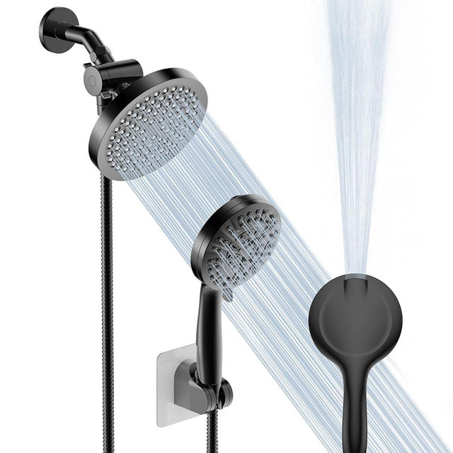 UltrTxenova Filtered Shower Head with Handheld Combo, High Pressure 10 Spray Modes Detachable Shower Head with 78 Inch Hose Black