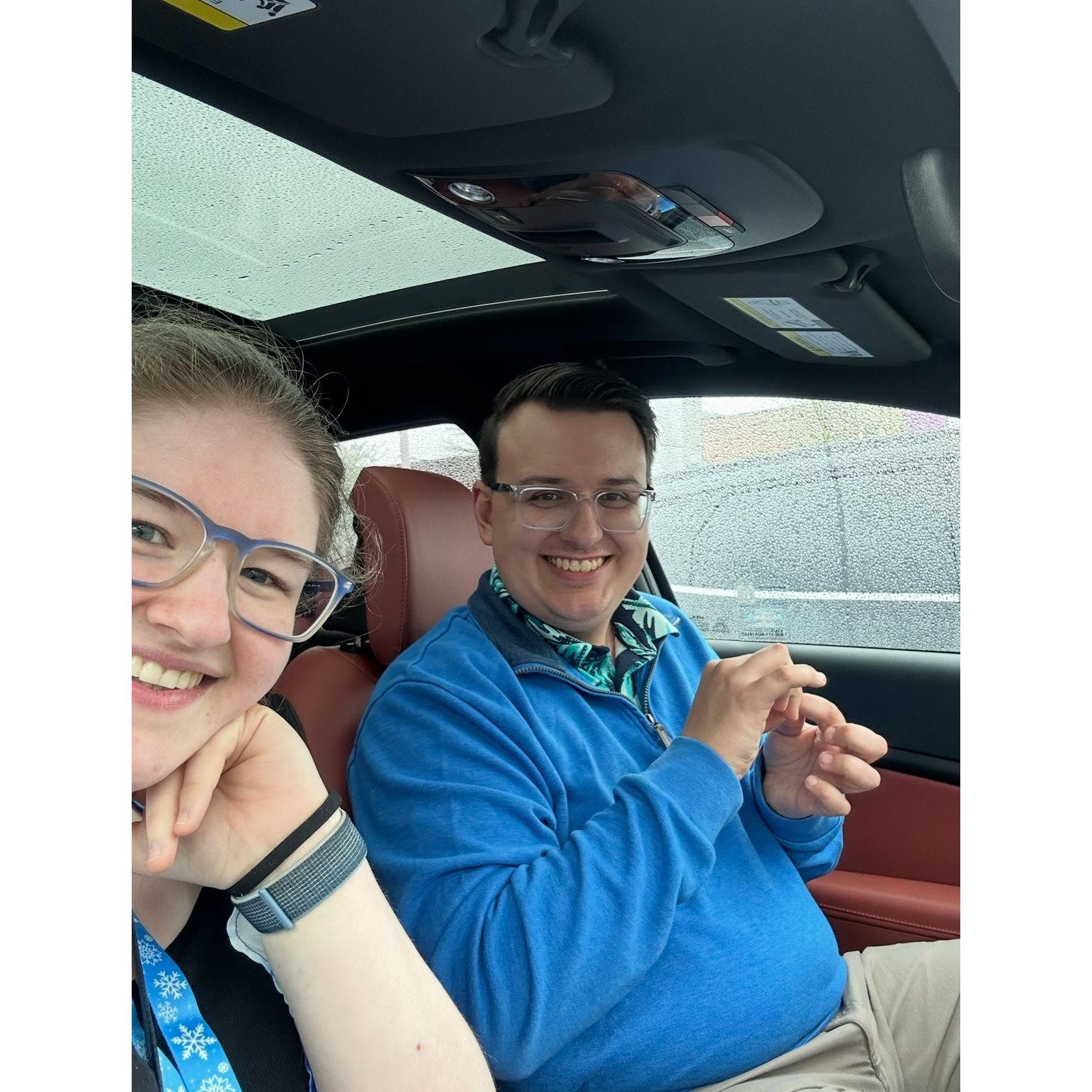 Jacob getting his first new big boy car!