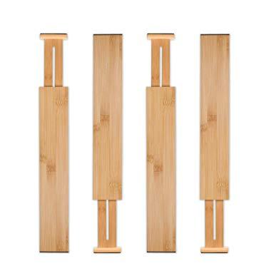 Utoplike 4 Pack Bamboo Kitchen Drawer Dividers (17.5-21.65IN),Adjustable Drawer Organizers,Spring Loaded,Works in Kitchen,Dresser,Bathroom,Bedroom,Baby Drawer,Desk