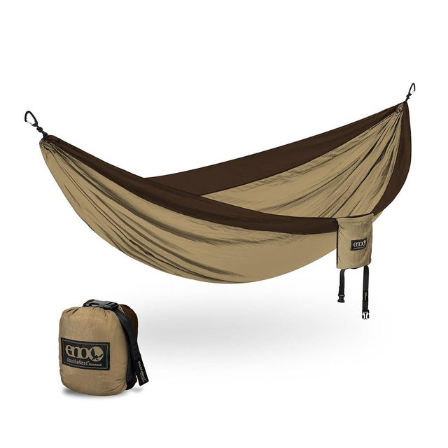 ENO DoubleNest Hammock - Lightweight, Portable, 1 to 2 Person Hammock - for Camping, Hiking, Backpacking, Travel, a Festival, or The Beach - Chocolate/Latte