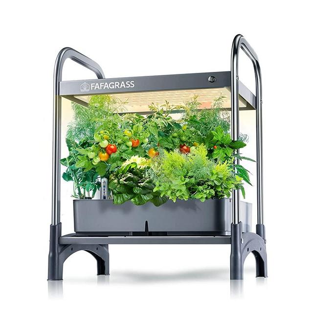 Hydroponics Growing System 12 Pods , Fafagrass Stackable Indoor Garden with 6L Removable Tank, Hydroponic Garden with Aeration Pump, 17’’ Height Smart Indoor Herb Garden with Grow Light for Kitchen