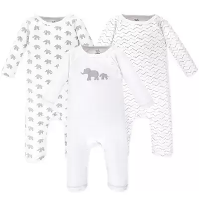 Touched by Nature® 3-Pack Marching Elephant Organic Cotton Coveralls in White