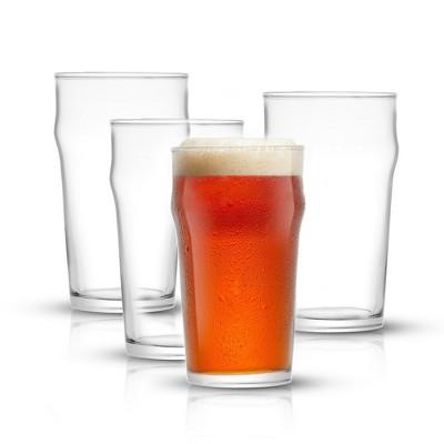 JoyJolt Grant Beer Glasses - Set of 4 - Traditional Pub Glass 1.2 Pint Capacity Beer Glass - 19 oz