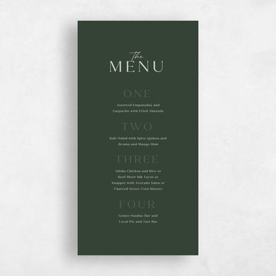 Deep Forest, Green Wedding Menu - Aneci