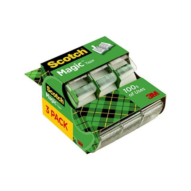 Scotch Magic Tape, 3 Rolls, Numerous Applications, Invisible, Engineered for Repairing, 3/4 x 300 Inches (3105)