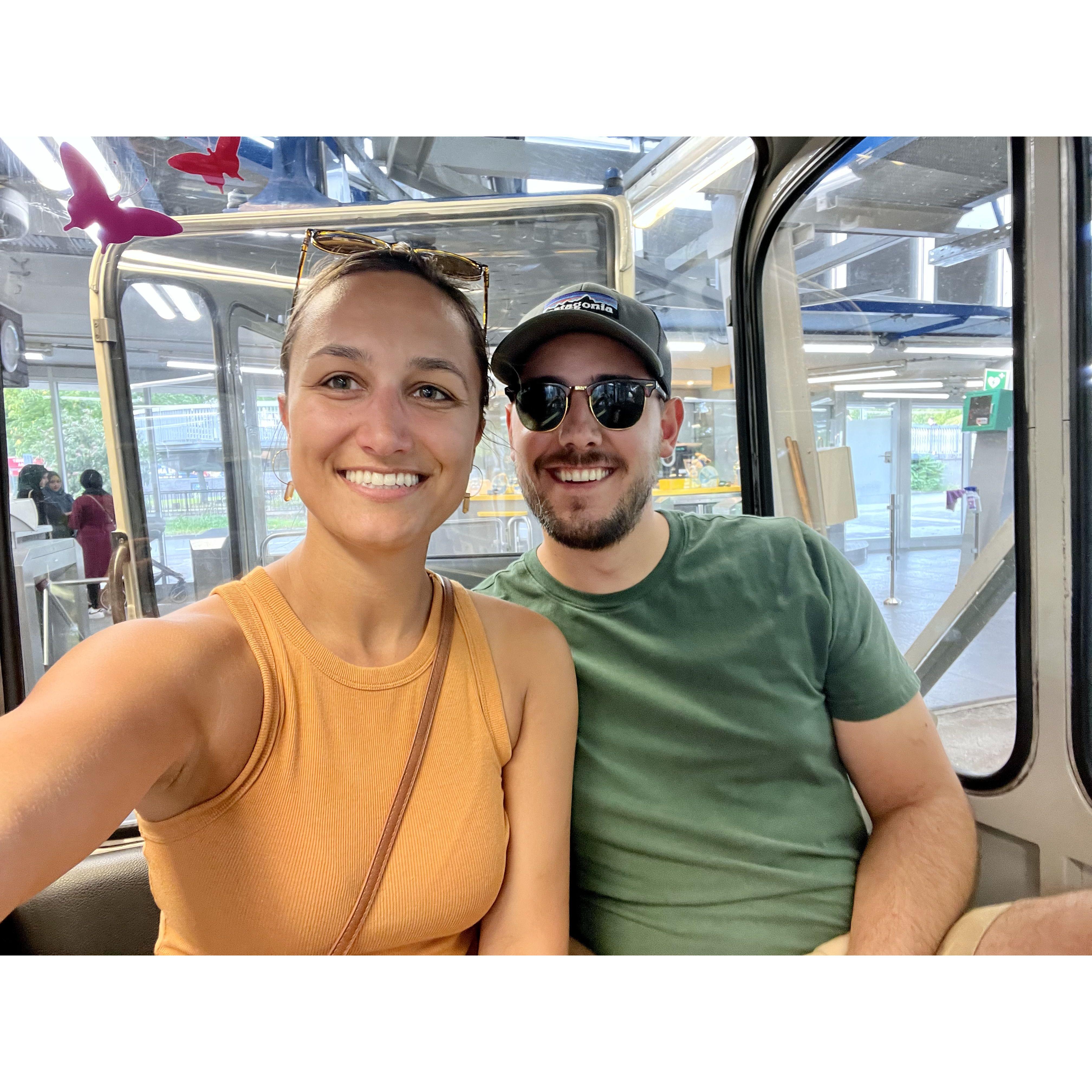 Riding a gondola over the Rhine River in Cologne, Germany!