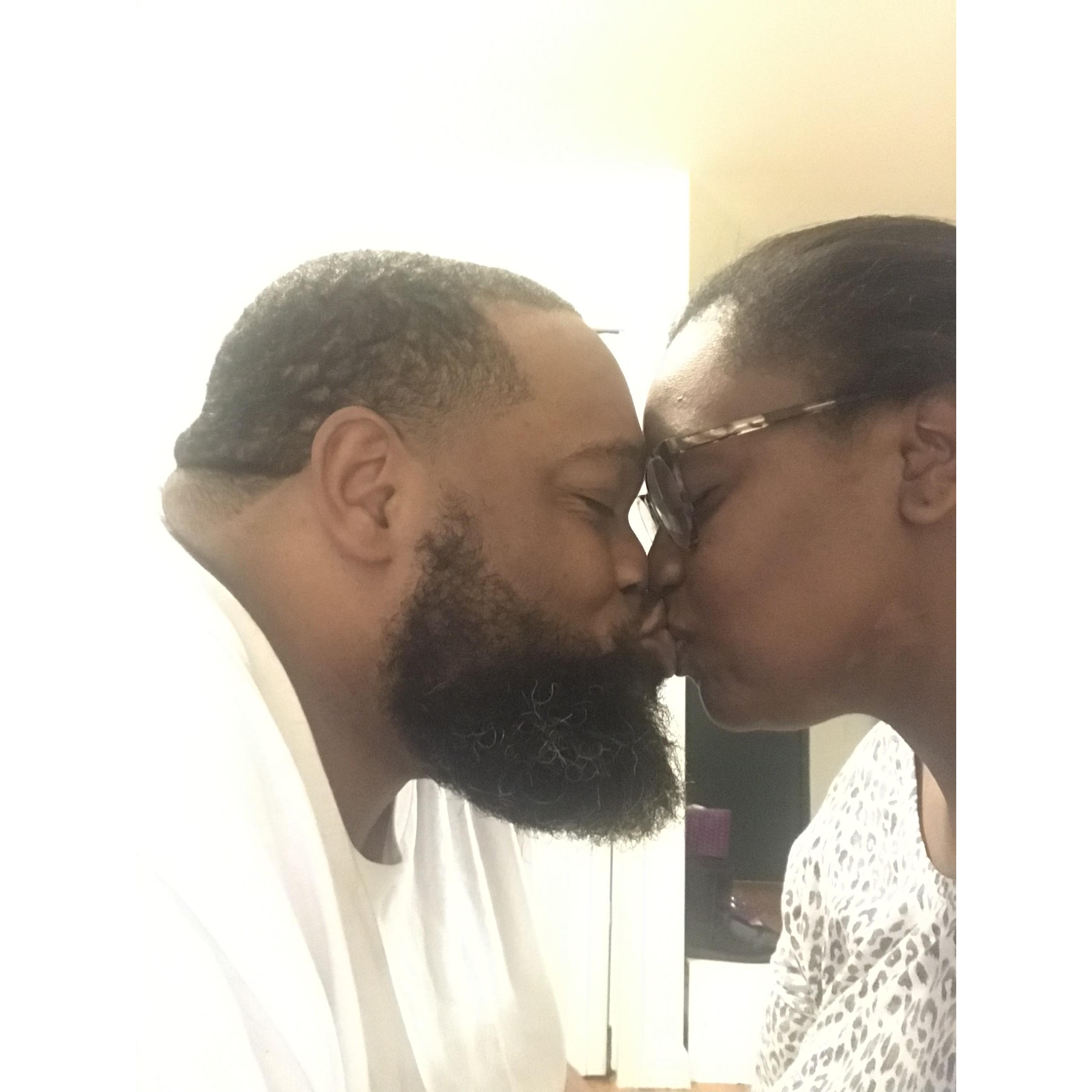 He wanted to take this picture of us as a screen saver for his laptop.