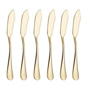 6 Piece Butter Knife 6-inch Stainless Steel Cheese Spreader Knives Set Table Silverware Dishwasher Safe, Packs of 6 (Gold)