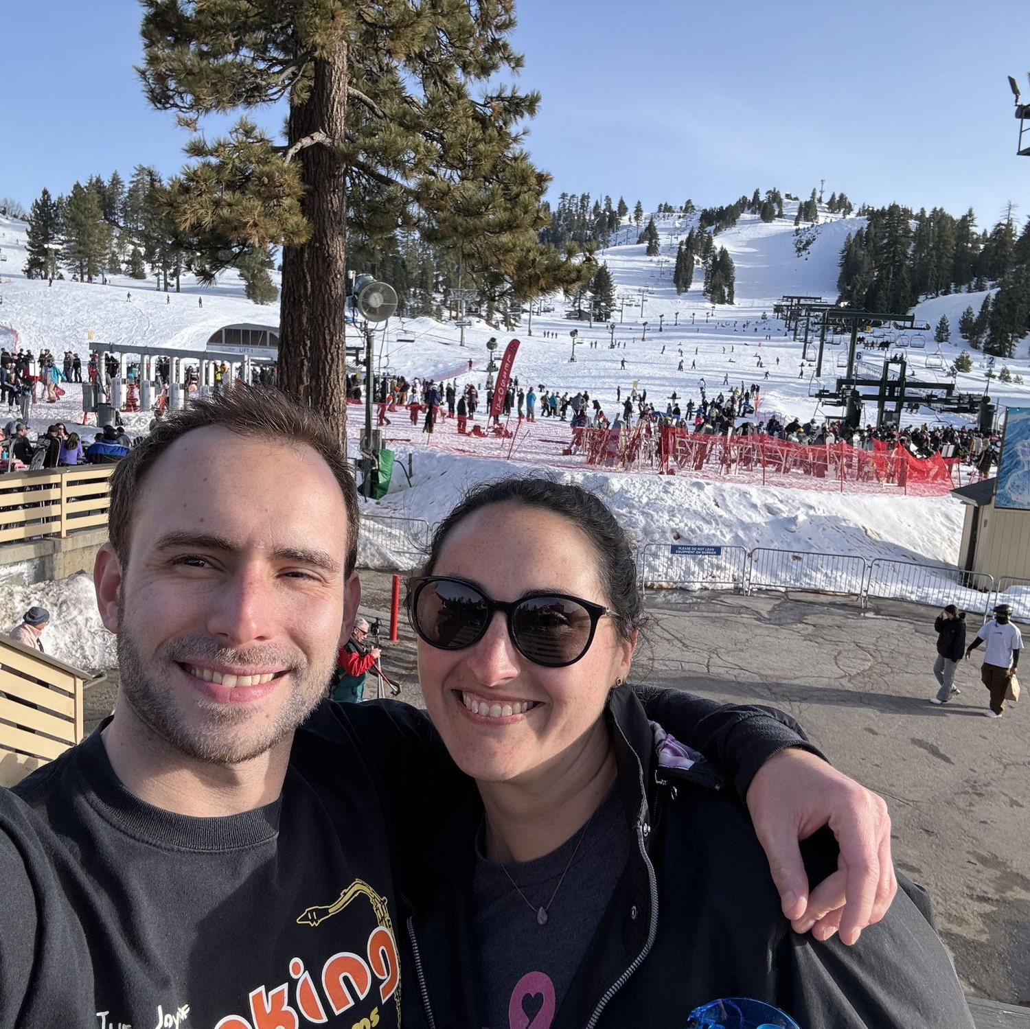 The first time Brandon took Holly skiing and it took her 3 hours to go down the bunny slope.