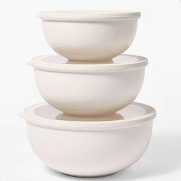 Set of 3 Plastic Mixing Bowl Set with Lids - Figmint™
