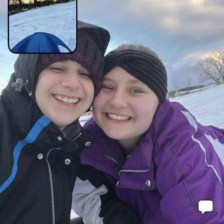 Sledding at Messiah during our first winter together