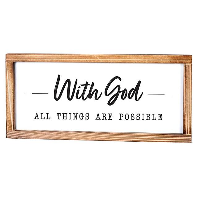 With God All Things Possible Wall Decor 8x17 Inch, With God All Things Possible Wall Art, Scripture Sign, Religious Wood Sign Christian Wooden Sign Bible Verse Religious Home Decor Verses Wood Wall