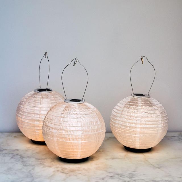 Set of 3 Round Hanging and Tabletop Solar Lantern