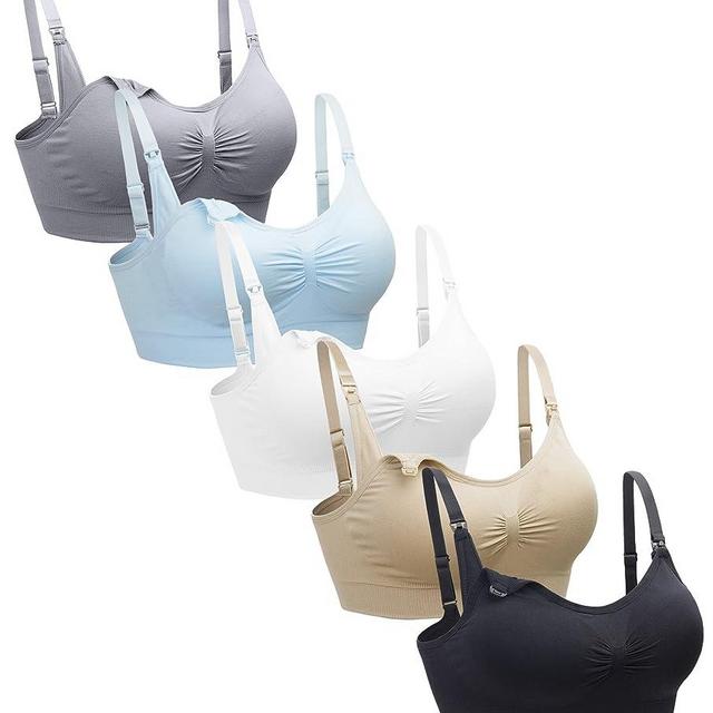 Suekaphin 5PACK Nursing Bra Wireless Bra Women's Sleeping Maternity Bra Breastfeeding Bra