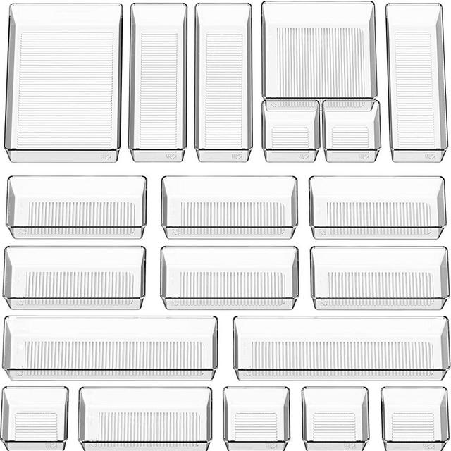 SimpleHouseware Clear Plastic Drawer Organizers (6S, 7M, 5L, 1 XL, 1XXL), 20 Pack