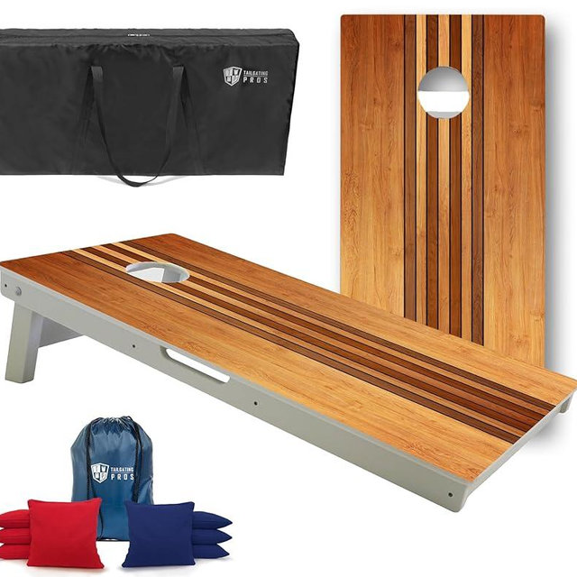 Tailgating Pros All-Weather Cornhole Boards - 4'x2' Weather Resistant Cornhole Set- Carrying Case & Set of 8 Corn Hole Bean Bags w/Tote Included