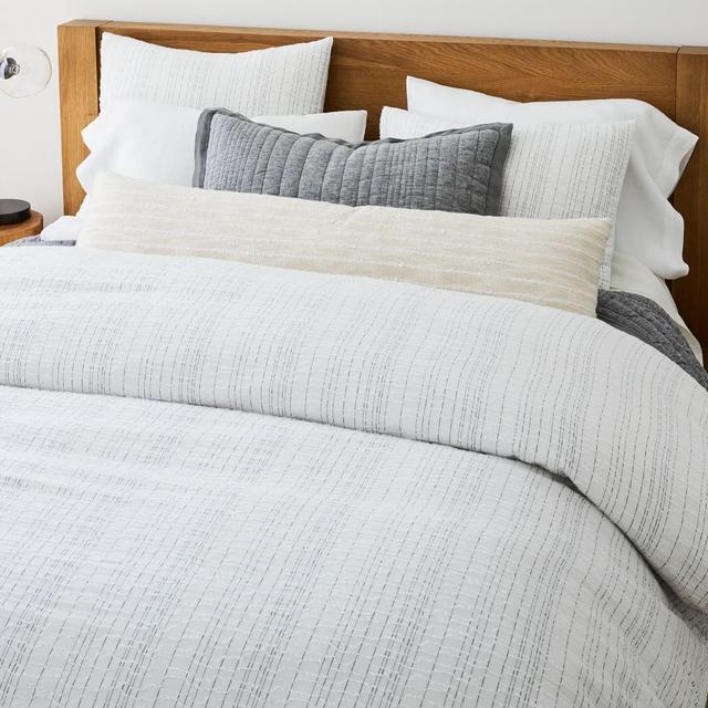 Space Dye Clipped Gauze Duvet, Full/Queen Duvet & Standard Shams, White