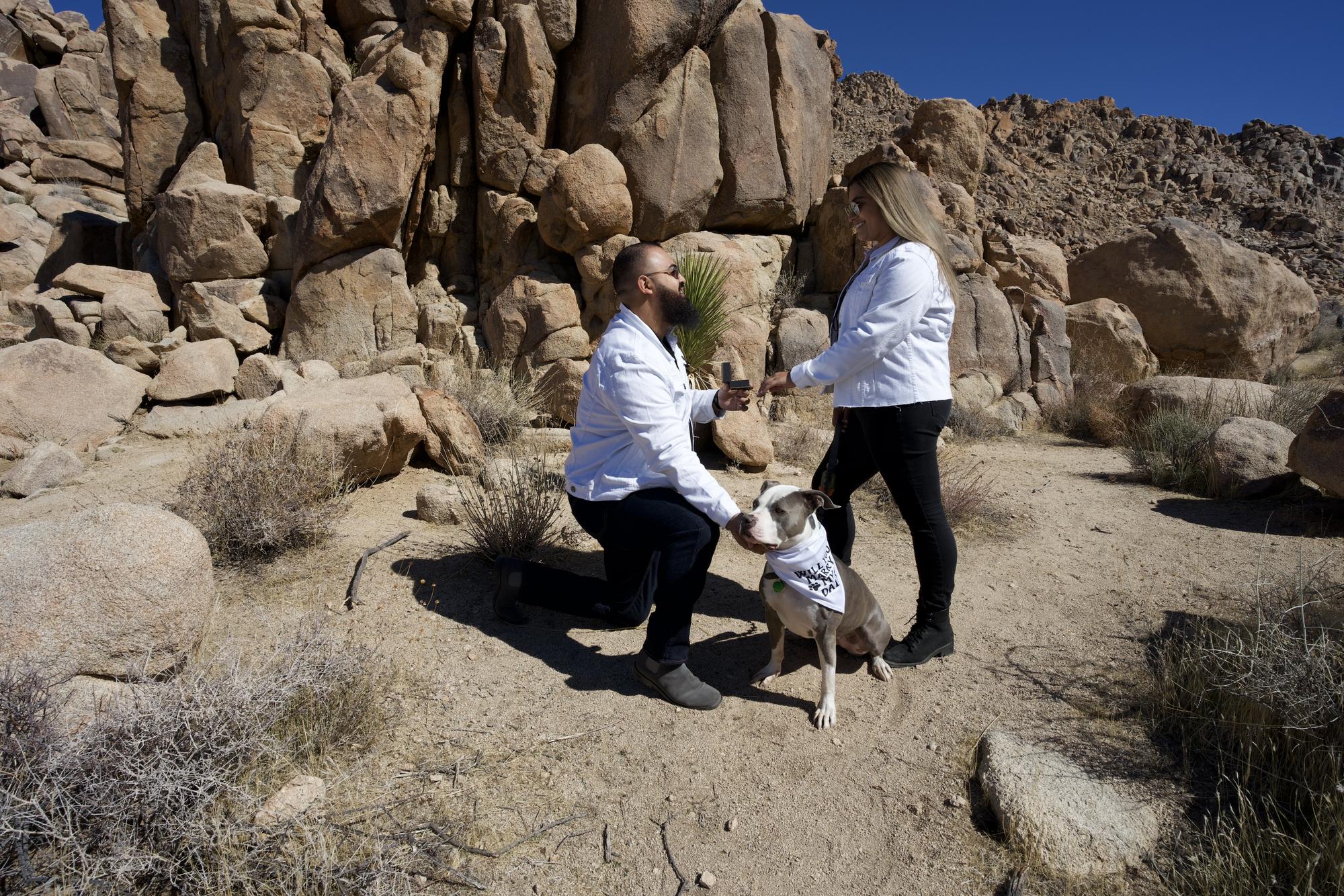 After Ruben's proposal we did an outfit change and enjoyed the rest of our trip taking wandering around Joshua Tree National Park recreating our special moment.