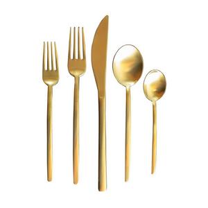 Due Ice Oro Five Piece Flatware in Brushed Gold Finish Set by Mepra