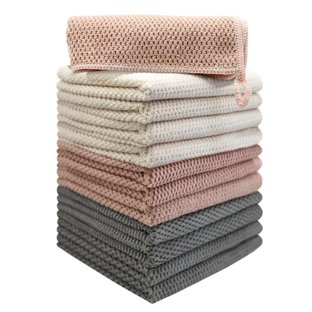 K&janet6am Dish Cloths for Washing Dishes, 12 Pack Kitchen Dish Cloths, Super Absorbent Microfiber Cleaning Cloth, Premium Waffle Dish Towels for Kitchen, 12x12 Inches