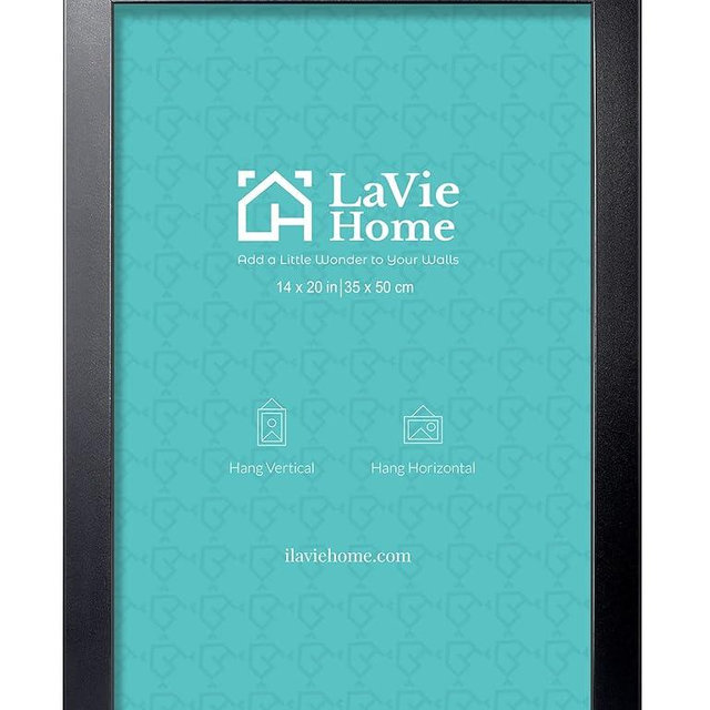 LaVie Home 14 x 20 Picture Frame Black, 14 By 20 Poster Frame for Wall Decoration, Classic Black Minimalist Style Suitable for Decorating Houses, Offices, Hotels, Puzzles Posters Photos or Artwork（1