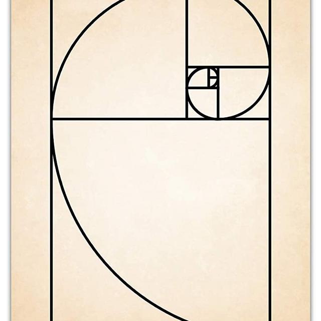 Vintage Fibonacci Wall Decor Art Prints - 8x10 Unframed Minimalist Wall Art for Home, Office, Dorm and Bedroom - Aesthetic and Modern Wall Decor Gift Idea